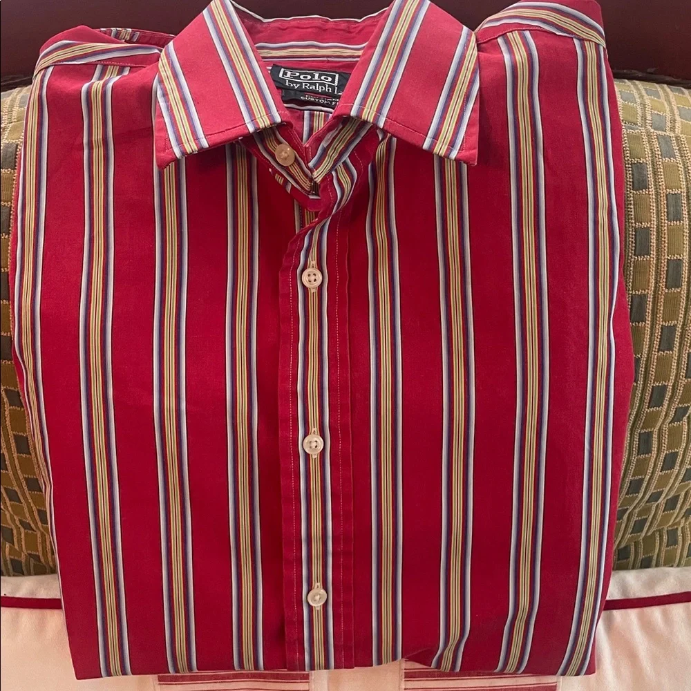 Polo by Ralph Lauren Men's Red Multicolor Striped Shirt